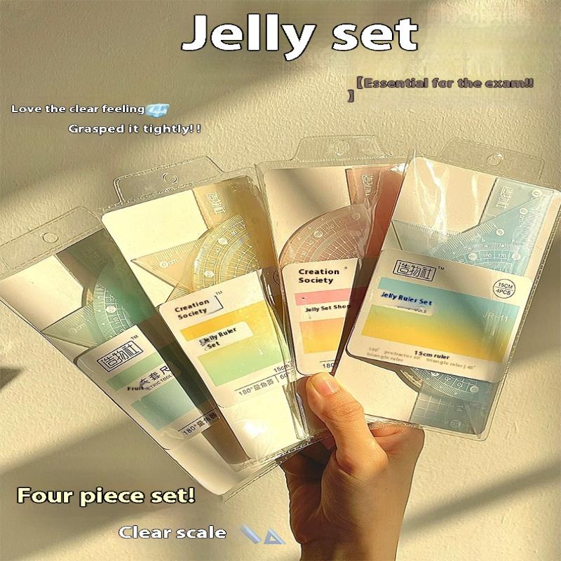 4PCS/Set 15CM Jelly Ruler Set  - đánh giá và giá Ruler Set Transparent