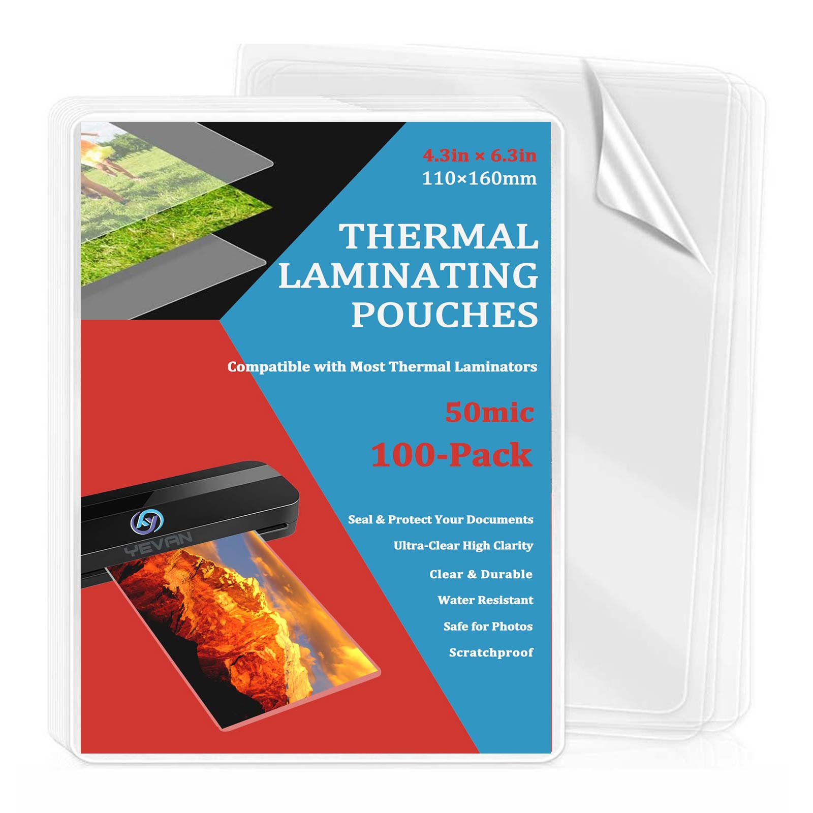 100 Sheets 4.3×6.3in Thermal L - đánh giá và giá Document Laminator Pouch