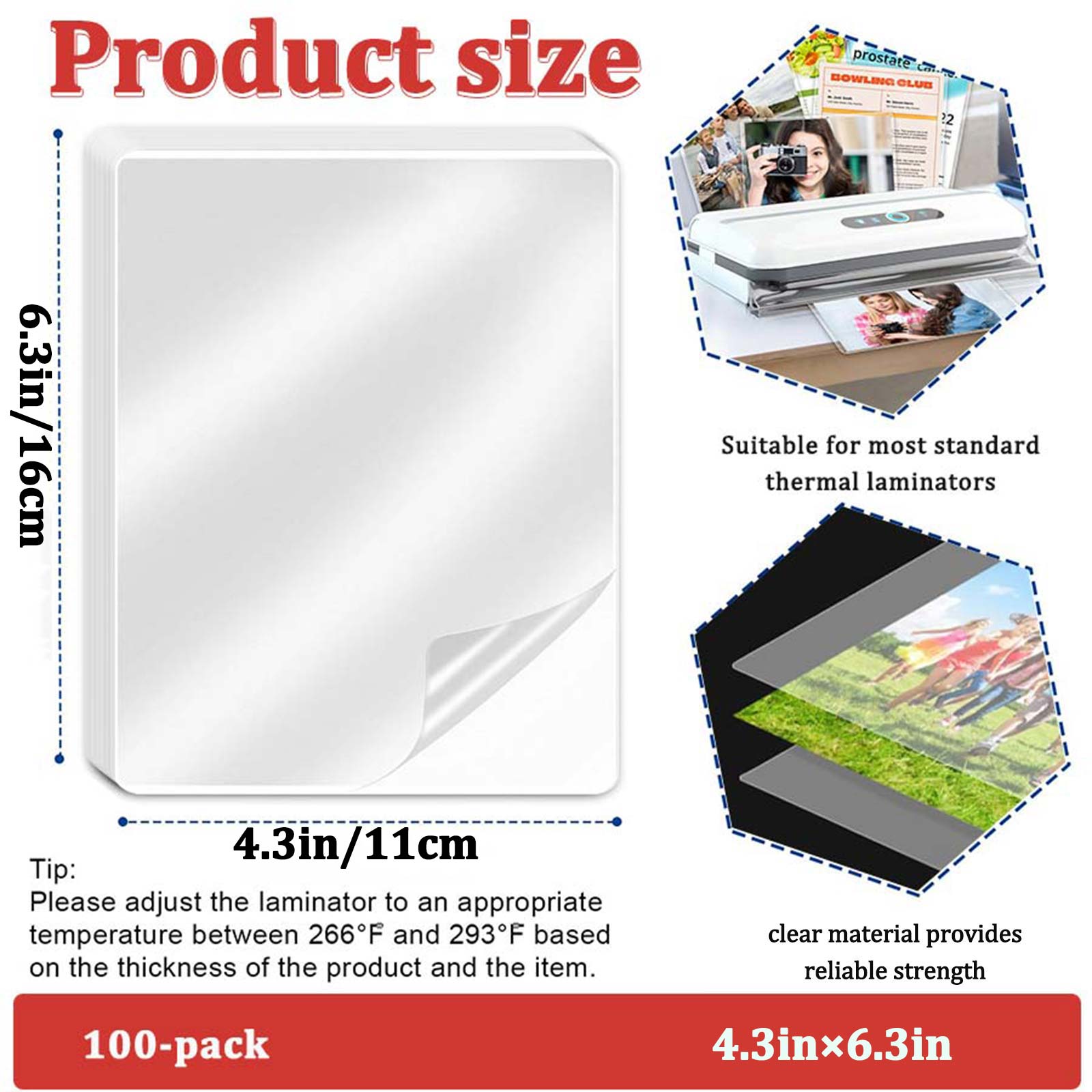 100 Sheets 4.3×6.3in Thermal L - đánh giá và giá Document Laminator Pouch