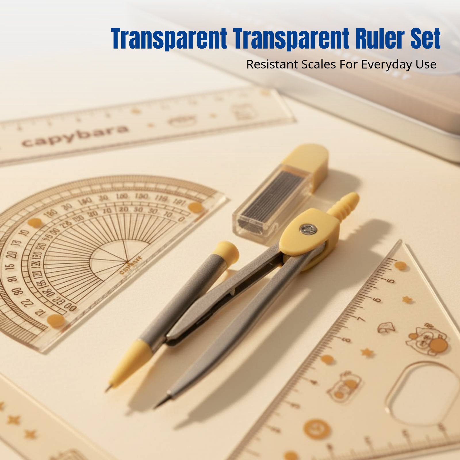 Ruler Set for Students, Cartoo - đánh giá và giá Ruler Set Transparent