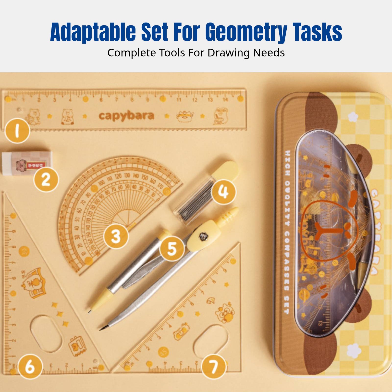 Ruler Set for Students, Cartoo - đánh giá và giá Ruler Set Transparent